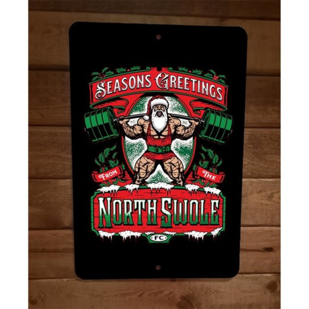 Seasons Greetings Santa Clause North Swole Christmas‎ Xmas 8x12 Wall Sign Poster